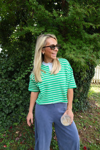 Henley neck stripe top
