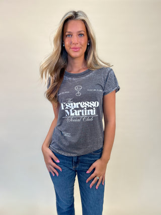 Espresso Martini Burnout Tee: Black