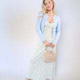 Women’s floral midi-maxi dress with shirred bodice and soft stretchy rayon blend for vacation and events