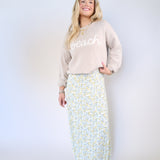 Lightweight spring floral maxi dress with spaghetti straps and stretchy fit for vacation or brunch