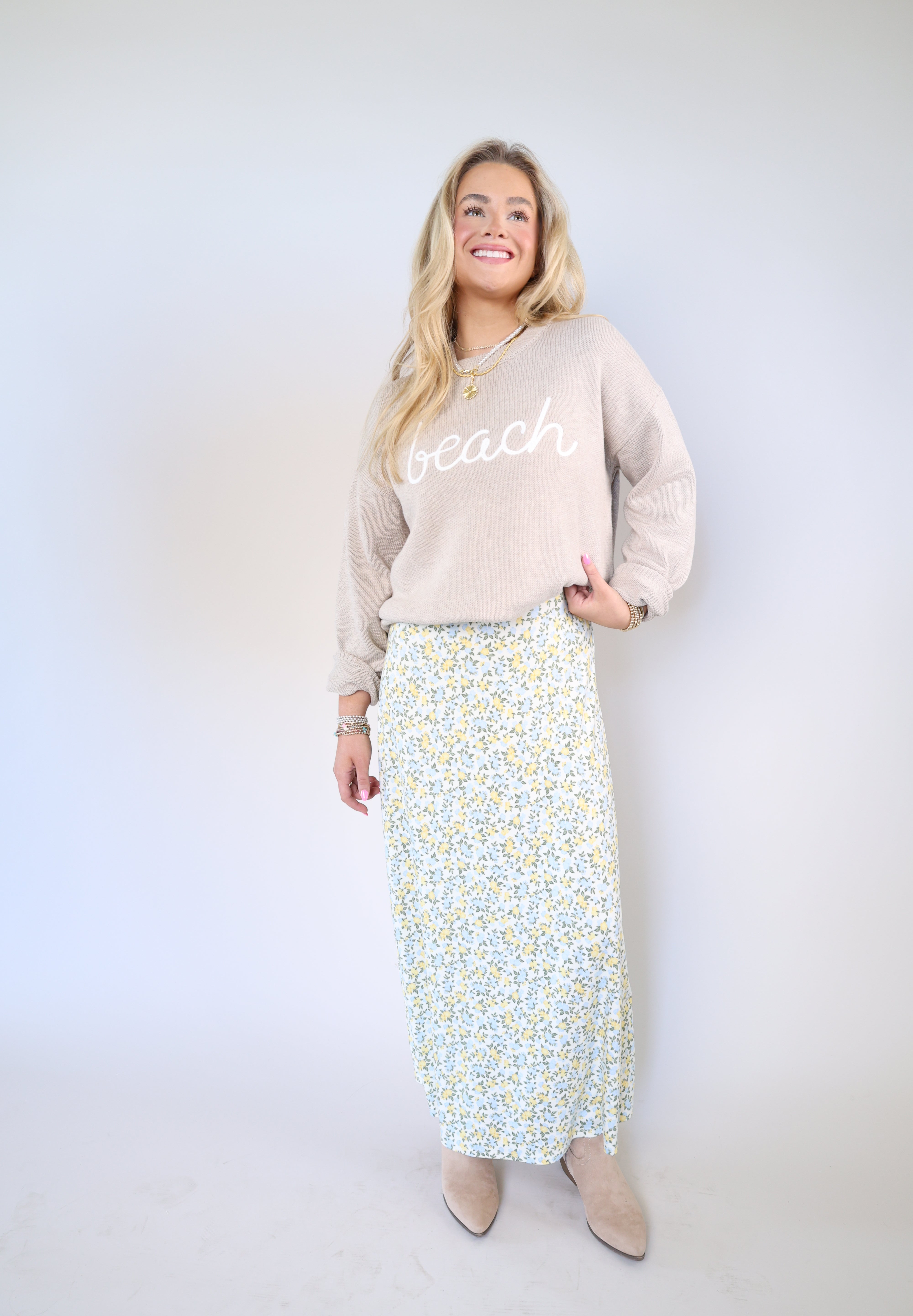 Lightweight spring floral maxi dress with spaghetti straps and stretchy fit for vacation or brunch