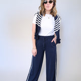 Z Supply elevated track pant designed with a high-rise fit, straight leg, and ultra-soft modal fleece