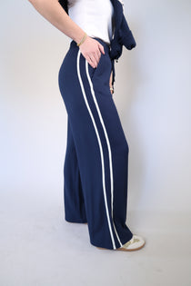 Z Supply Layover Track Pant featuring a high-rise waist, straight-leg fit, and soft modal fleece fabric
