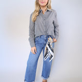 Classic gingham button-up top made from 100% cotton poplin with a timeless, everyday silhouette