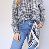 Breathable gingham plaid button-up shirt with classic collar and effortless year-round wear