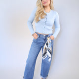 Patrice ribbed button-front cardigan styled as a lightweight spring layering piece