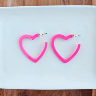 Heart Hoops - Hot Pink