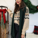 Green Z Supply Show Me The Way scarf showing plush texture and cozy oversized fit.