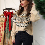 Fair Isle pattern on Z Supply Kenaby sweater showing intricate stitching and soft texture.
