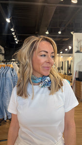 Floral Outline Painting Print Bandana Summer Scarf: Blue