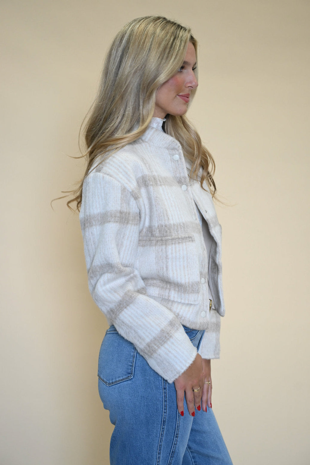 Z Supply Plaid Jacket — cozy midweight layer with classic plaid pattern and relaxed fit for effortless everyday style.