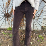 Pistola Brown Corduroy Flare Pants — soft cord texture with a retro-inspired flare silhouette for an effortlessly chic fall look.