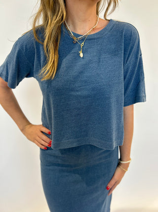 On The Go Jersey Denim Tee - Vintage Indigo