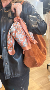 Baroque Pattern Print Bandana Scarf: Rust