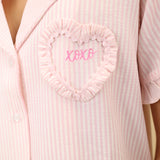 Pinstripe Ruffle Shorty Pajamas Set