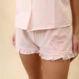 Pinstripe Ruffle Shorty Pajamas Set