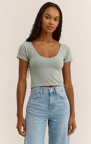 Kallen Rib Top - Harbor Gray