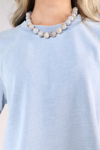 Mabry Chunky Beaded Necklace- Grey