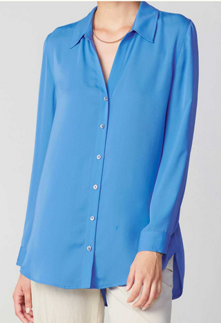 Collared Button Down Top - Azure