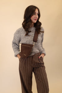 Suede Westlyn Woven Bum Bag - Chocolate