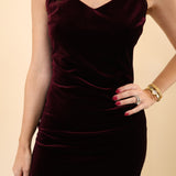 Steve Madden Lucille midi dress crafted from plush burgundy velvet for a sophisticated look.