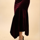 Elegant burgundy velvet Steve Madden midi dress with a smooth, flattering fit.