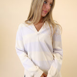 Z Supply oversized rugby Henley in soft beige with sporty-cute appeal.