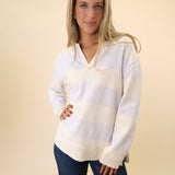 Sporty-cute oversized rugby Henley in soft beige by Z Supply for women.