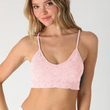 Textured Lace Triangle Cut-Out Bralette – Black