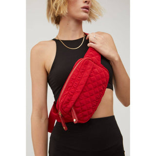 Teo Quilted  Belt Bag - Red