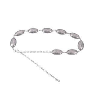 Antique Silver Oval Concho Chain Belt: Silver