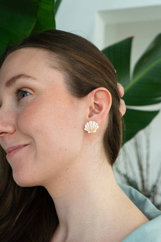 Seashell Studs - Pink Pearl // Earrings, Spring, Summer, Shell