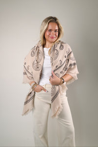 Sasha Oversized Bandana Scarf: Beige