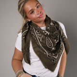 Sasha Oversized Bandana Scarf: Khaki