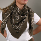 Sasha Oversized Bandana Scarf: Khaki