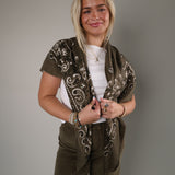 Sasha Oversized Bandana Scarf: Khaki