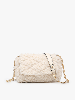 Sofia Sherpa Crossbody w/ Chain Strap: Off White