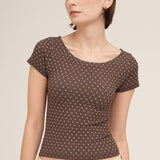 Polka Dot Reversible Cap Sleeve Top – Black