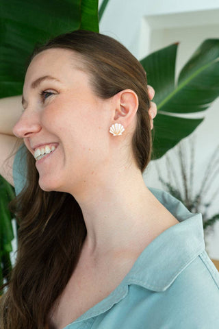 Seashell Studs - Pink Pearl // Earrings, Spring, Summer, Shell