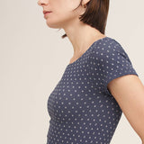 Polka Dot Reversible Cap Sleeve Top – Black