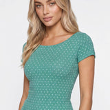 Polka Dot Reversible Cap Sleeve Top – Black