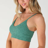 Textured Lace Triangle Cut-Out Bralette – Black