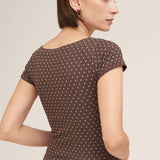 Polka Dot Reversible Cap Sleeve Top – Black