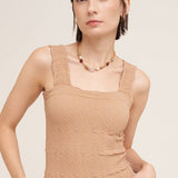 Deep Sea Blue Lace Textured Top