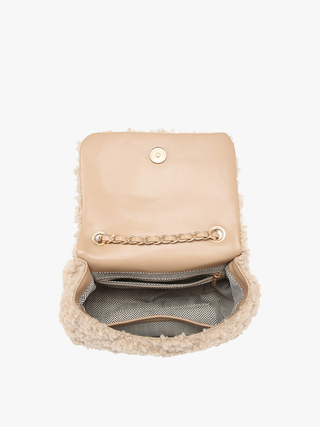 Sofia Sherpa Crossbody w/ Chain Strap: Off White