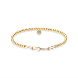 Classic Paperclip | Gold Filled Beaded Bracelet: Gold Filled / Stretchy 6.5"