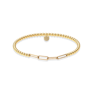 Classic Paperclip | Gold Filled Beaded Bracelet: Gold Filled / Stretchy 6.5