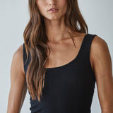 Seamless Scoop Neck Tank - Black