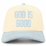 God is Good Trucker Hat: Denim