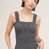 Deep Sea Blue Lace Textured Top